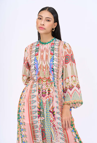 Kaleidoscopic print kaftan dress