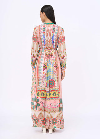 Kaleidoscopic print kaftan dress