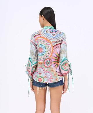 Multicolor Lotus Print Shirt by Siddhartha Bansal, available on Indiaspopup.com