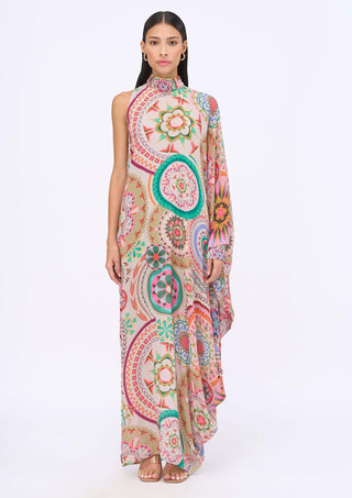 Refreshing multicolor one-shoulder dress