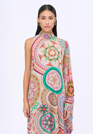 Refreshing multicolor one-shoulder dress