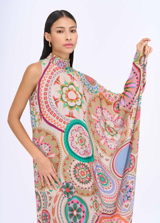 Refreshing multicolor one-shoulder dress