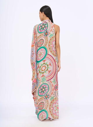 Refreshing multicolor one-shoulder dress