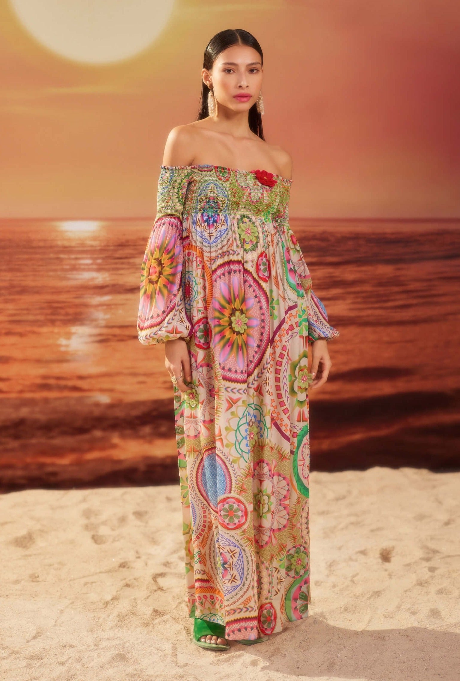 multicolor off shoulder dress Mallory The Label Multicolor floral Club Colada off-shoulder maxi dress < Dresses - Greek Dresses, Top designer brands