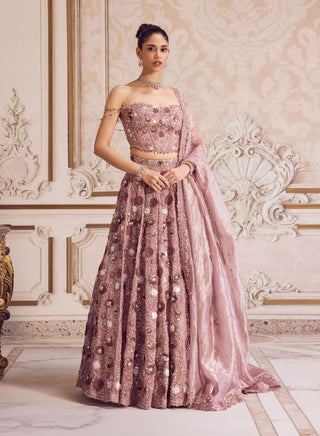 Champagne rose lehenga and corset set