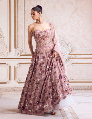 Champagne rose lehenga and corset set