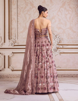 Champagne rose lehenga and corset set
