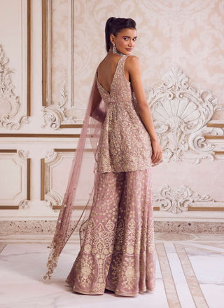 Champagne rose peplum and pants set