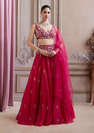 Magenta organza lehenga set