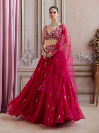 Magenta organza lehenga set