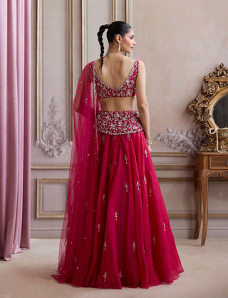 Magenta organza lehenga set