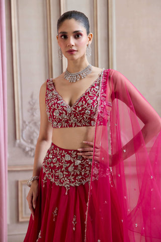 Magenta organza lehenga set