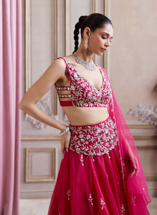 Magenta organza lehenga set