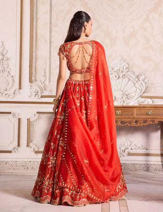 Rust organza lehenga set