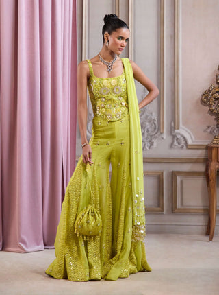 Neon green corset and sharara set