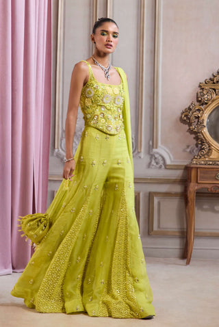 Neon green corset and sharara set