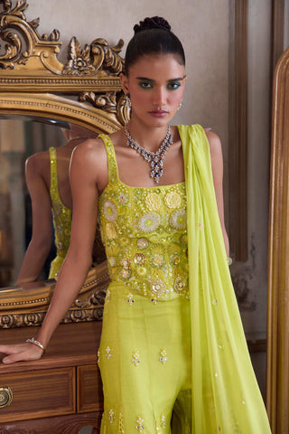 Neon green corset and sharara set