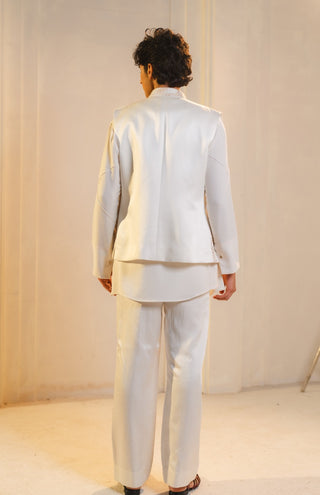 Ivory hand embroidered nehru jacket set