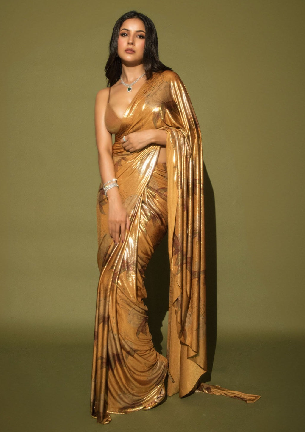 House Of Masaba | Ochre Masakali Sari And Unstitched Blouse ...