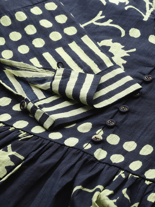 Black geometric print full sleeve shirt