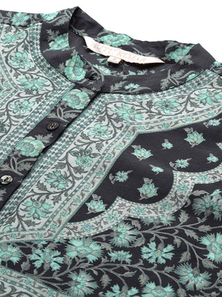 Black floral full sleeve shirt