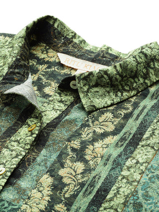 Green abstract print full sleeved shirt