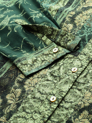 Green abstract print full sleeved shirt