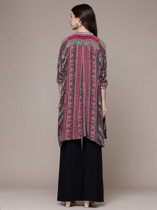 Red tribal print full sleeve kurti