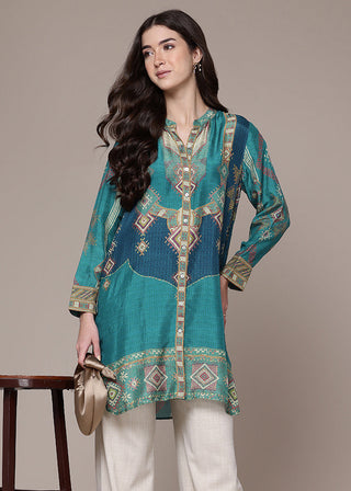 Teal tribal print full sleeve shirt