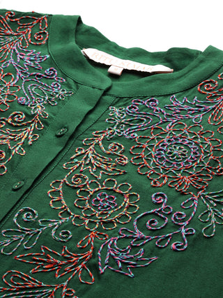 Green solid full sleeve shirt