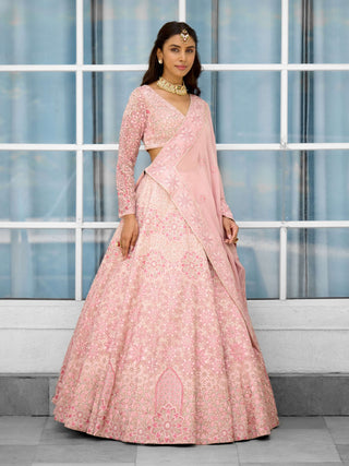 Blush blossom hand embellished lehenga set