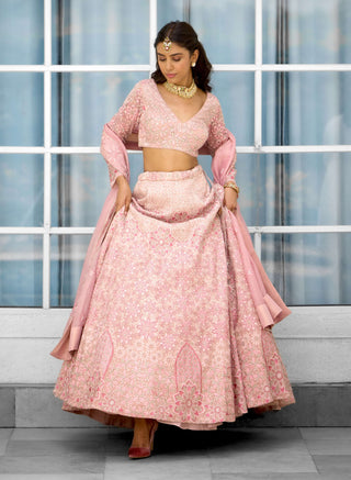 Blush blossom hand embellished lehenga set
