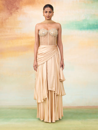 Anna golden draped skirt and corset
