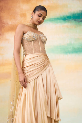 Anna golden draped skirt and corset