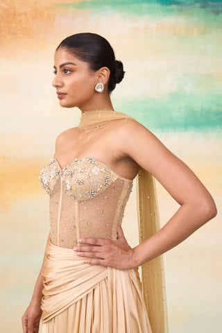 Anna golden draped skirt and corset
