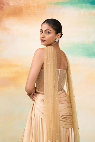 Anna golden draped skirt and corset