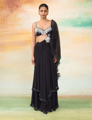 Carlotte black sari and blouse