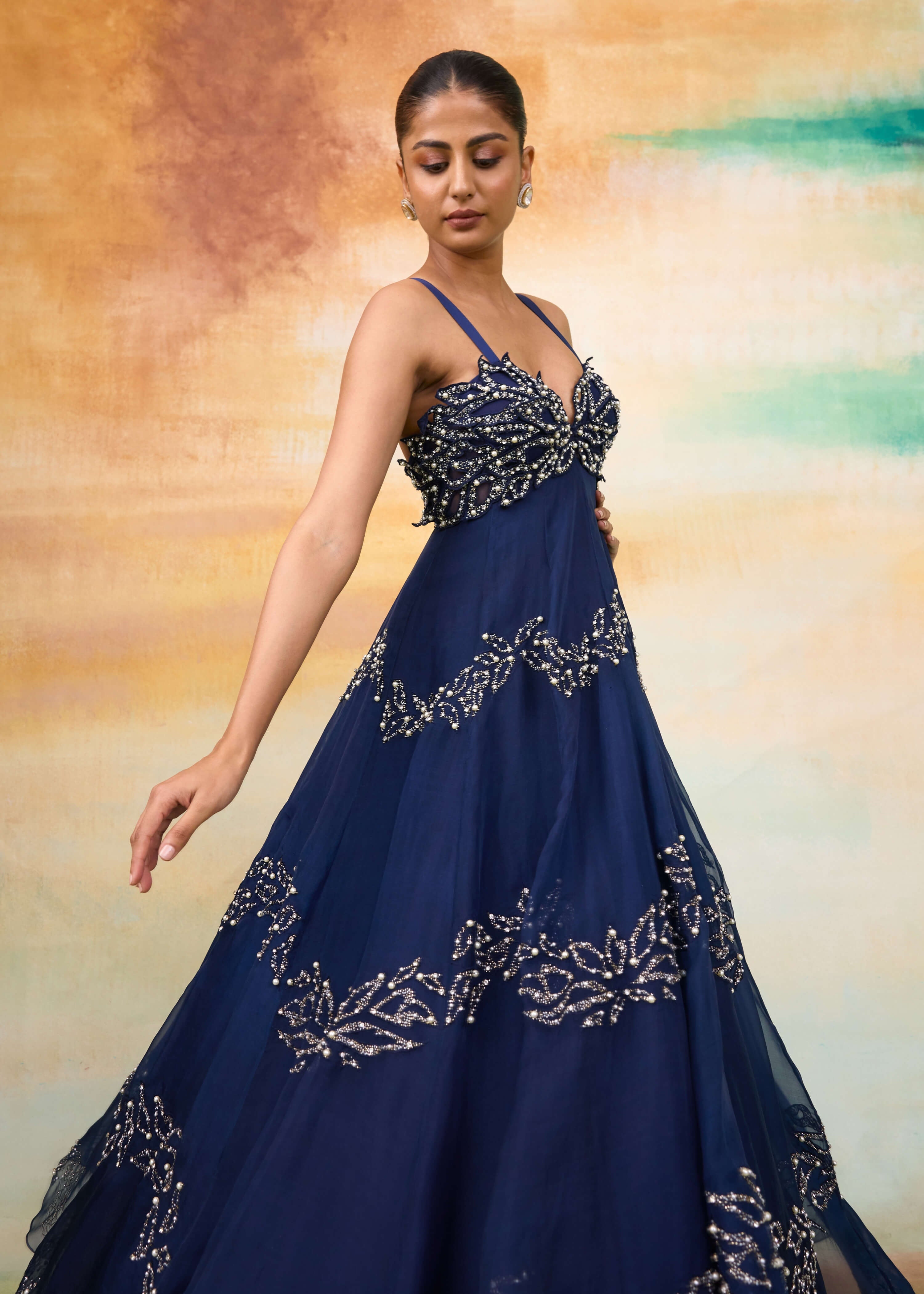 ELSA - Midnight Blue Draped Gowns