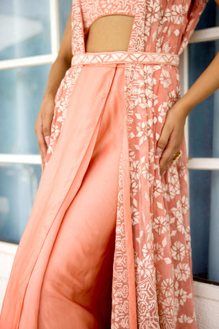 Petal dust embellished cape and dhoti set
