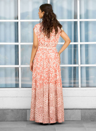 Petal dust embellished cape and dhoti set