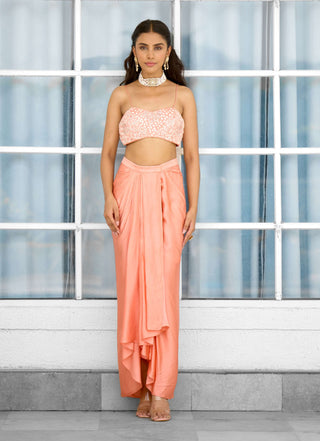 Petal dust embellished cape and dhoti set