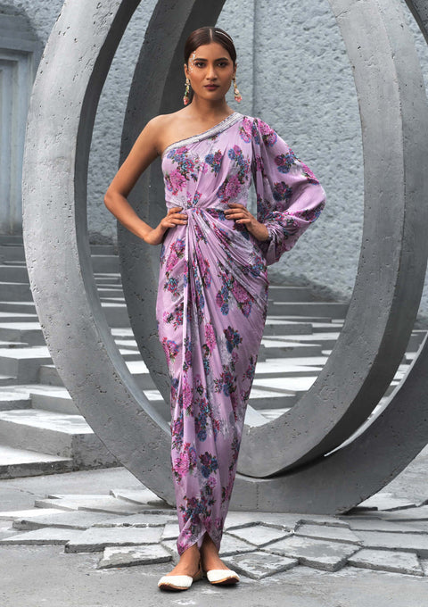 Chhavvi Aggarwal-Lavender Printed Dress-INDIASPOPUP.COM