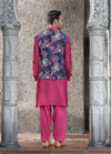 Chhavvi Aggarwal Men-Burgundy Pathani Kurta And Bundi Set-INDIASPOPUP.COM