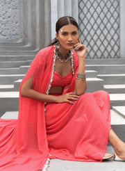 Chhavvi Aggarwal-Raspberry Printed Skirt And Cape Set-INDIASPOPUP.COM