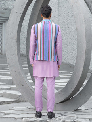 Chhavvi Aggarwal Men-Lavender Kurta And Bundi Set-INDIASPOPUP.COM