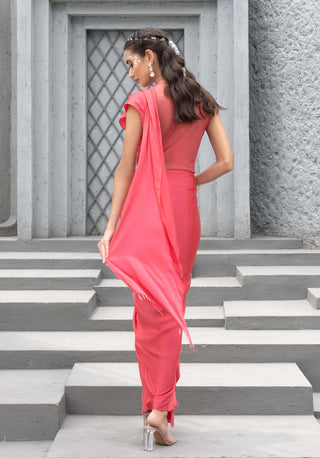 Chhavvi Aggarwal-Raspberry Pink Embroidered Gown-INDIASPOPUP.COM