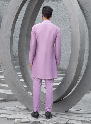 Chhavvi Aggarwal Men-Lavender Kurta And Bundi Set-INDIASPOPUP.COM