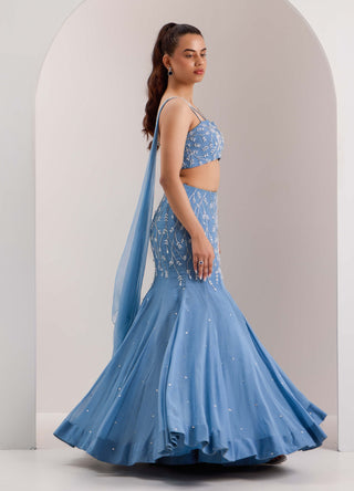 Nyla blue mermaid lehenga and blouse