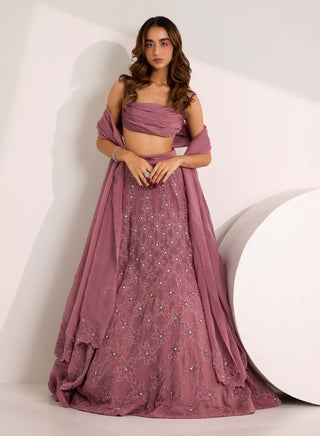 Riona mauve snowflake kaal lehenga set