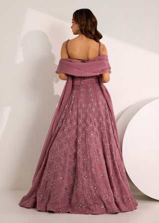 Riona mauve snowflake kaal lehenga set